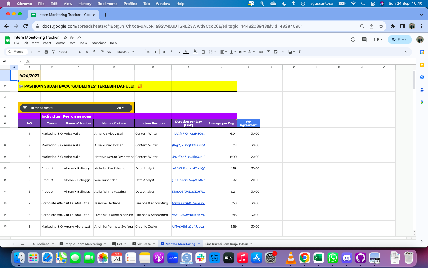 Fig. 4. Mentor Monitoring Tracker